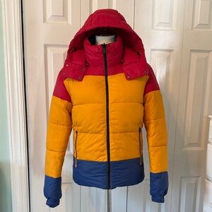 Save the Duck Reversible Color Block and Black Puffer Jacket Sz S